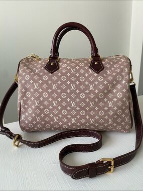 Louis Vuitton Burgundy Idylle Speedy Bandolier 30 Monogram Bag with COA